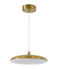 GloboStar® BARON 60886 Κρεμαστή Πλαφονιέρα Οροφής LED CCT 12W 1440lm 120° AC 220-240V – Εναλλαγή Φωτισμού μέσω Διακόπτη On/Off All In One Ψυχρό 6000k+Φυσικό 4500k+Θερμό 2700k Φ25 x Υ8cm – Χρυσό Πλατίνα – 3 Years Warranty