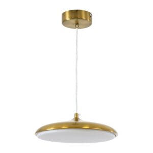GloboStar® BARON 60886 Κρεμαστή Πλαφονιέρα Οροφής LED CCT 12W 1440lm 120° AC 220-240V – Εναλλαγή Φωτισμού μέσω Διακόπτη On/Off All In One Ψυχρό 6000k+Φυσικό 4500k+Θερμό 2700k Φ25 x Υ8cm – Χρυσό Πλατίνα – 3 Years Warranty