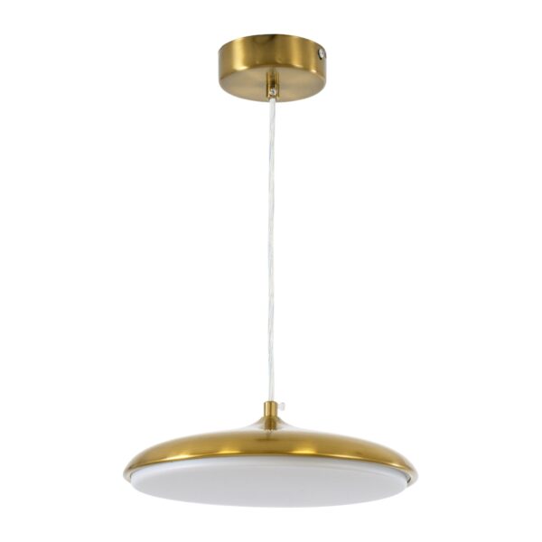 GloboStar® BARON 60886 Κρεμαστή Πλαφονιέρα Οροφής LED CCT 12W 1440lm 120° AC 220-240V – Εναλλαγή Φωτισμού μέσω Διακόπτη On/Off All In One Ψυχρό 6000k+Φυσικό 4500k+Θερμό 2700k Φ25 x Υ8cm – Χρυσό Πλατίνα – 3 Years Warranty