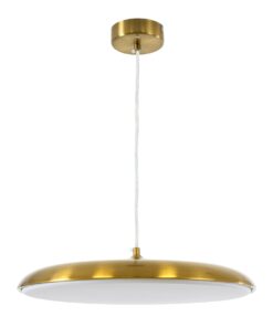 GloboStar® BARON 60887 Κρεμαστή Πλαφονιέρα Οροφής LED CCT 24W 2880lm 120° AC 220-240V – Εναλλαγή Φωτισμού μέσω Διακόπτη On/Off All In One Ψυχρό 6000k+Φυσικό 4500k+Θερμό 2700k Φ40 x Υ10cm – Χρυσό Πλατίνα – 3 Years Warranty