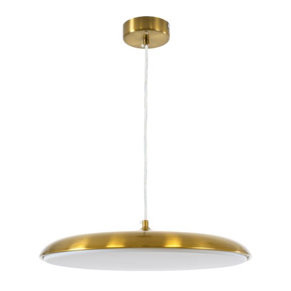 GloboStar® BARON 60887 Κρεμαστή Πλαφονιέρα Οροφής LED CCT 24W 2880lm 120° AC 220-240V – Εναλλαγή Φωτισμού μέσω Διακόπτη On/Off All In One Ψυχρό 6000k+Φυσικό 4500k+Θερμό 2700k Φ40 x Υ10cm – Χρυσό Πλατίνα – 3 Years Warranty
