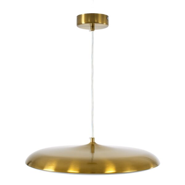GloboStar® BARON 60887 Κρεμαστή Πλαφονιέρα Οροφής LED CCT 24W 2880lm 120° AC 220-240V – Εναλλαγή Φωτισμού μέσω Διακόπτη On/Off All In One Ψυχρό 6000k+Φυσικό 4500k+Θερμό 2700k Φ40 x Υ10cm – Χρυσό Πλατίνα – 3 Years Warranty