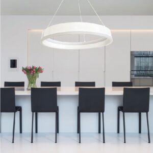 InLight Κρεμαστό φωτιστικό LED 60W 3CCT (by switch on base) σε λευκό χρώμα D:60cm (6090-WH)