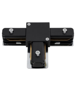 GloboStar® 2L-EUROTRACK 60907 Αντάπτορας Τ(Ταφ) – Μονοφασικός 2 Καλωδίων για όλες τις Ράγες EUROTRACK AC 220-240V IP20 Μ10.7 x Π7 x Υ1.5cm – EUROTRACK® System 1L+1N – Θερμοπλαστικό – Μαύρο – 5 Χρόνια Εγγύηση