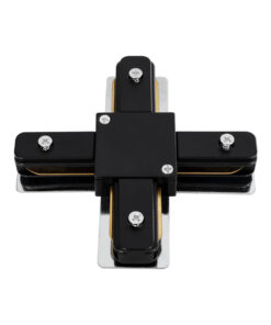 GloboStar® 2L-EUROTRACK 60909 Αντάπτορας +(Σταυρός) – Μονοφασικός 2 Καλωδίων για όλες τις Ράγες EUROTRACK AC 220-240V IP20 Μ10.7 x Π10.7 x Υ1.5cm – EUROTRACK® System 1L+1N – Θερμοπλαστικό – Μαύρο – 5 Χρόνια Εγγύηση