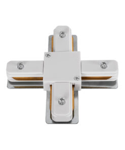 GloboStar® 2L-EUROTRACK 60910 Αντάπτορας +(Σταυρός) – Μονοφασικός 2 Καλωδίων για όλες τις Ράγες EUROTRACK AC 220-240V IP20 Μ10.7 x Π10.7 x Υ1.5cm – EUROTRACK® System 1L+1N – Θερμοπλαστικό – Λευκό – 5 Χρόνια Εγγύηση