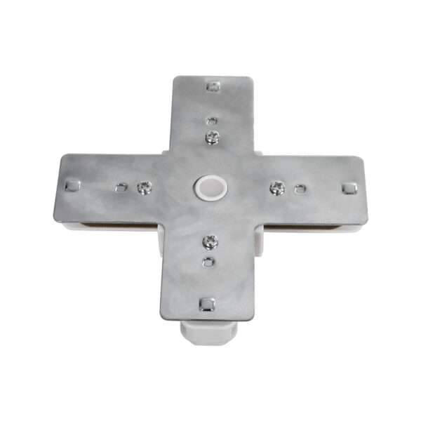 GloboStar® 2L-EUROTRACK 60910 Αντάπτορας +(Σταυρός) – Μονοφασικός 2 Καλωδίων για όλες τις Ράγες EUROTRACK AC 220-240V IP20 Μ10.7 x Π10.7 x Υ1.5cm – EUROTRACK® System 1L+1N – Θερμοπλαστικό – Λευκό – 5 Χρόνια Εγγύηση