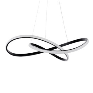 GloboStar® DEXTER 60913 Κρεμαστό Φωτιστικό Οροφής Design LED CCT 90W 10080lm 300° AC 220-240V – Εναλλαγή Φωτισμού μέσω Τηλεχειριστηρίου All In One Ψυχρό 6000k+Φυσικό 4500k+Θερμό 2700k Dimmable Φ73cm – Μαύρο – 3 Years Warranty