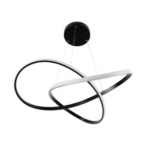 GloboStar® DEXTER 60913 Κρεμαστό Φωτιστικό Οροφής Design LED CCT 90W 10080lm 300° AC 220-240V – Εναλλαγή Φωτισμού μέσω Τηλεχειριστηρίου All In One Ψυχρό 6000k+Φυσικό 4500k+Θερμό 2700k Dimmable Φ73cm – Μαύρο – 3 Years Warranty