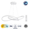 GloboStar® DEXTER 60914 Κρεμαστό Φωτιστικό Οροφής Design LED CCT 90W 10080lm 300° AC 220-240V – Εναλλαγή Φωτισμού μέσω Τηλεχειριστηρίου All In One Ψυχρό 6000k+Φυσικό 4500k+Θερμό 2700k Dimmable Φ73cm – Λευκό – 3 Years Warranty