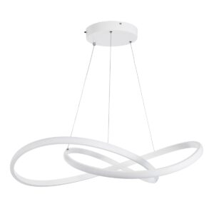 GloboStar® DEXTER 60914 Κρεμαστό Φωτιστικό Οροφής Design LED CCT 90W 10080lm 300° AC 220-240V – Εναλλαγή Φωτισμού μέσω Τηλεχειριστηρίου All In One Ψυχρό 6000k+Φυσικό 4500k+Θερμό 2700k Dimmable Φ73cm – Λευκό – 3 Years Warranty