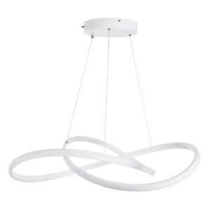 GloboStar® DEXTER 60914 Κρεμαστό Φωτιστικό Οροφής Design LED CCT 90W 10080lm 300° AC 220-240V – Εναλλαγή Φωτισμού μέσω Τηλεχειριστηρίου All In One Ψυχρό 6000k+Φυσικό 4500k+Θερμό 2700k Dimmable Φ73cm – Λευκό – 3 Years Warranty