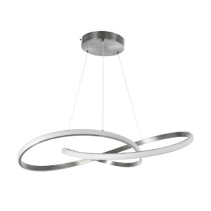 GloboStar® DEXTER 60915 Κρεμαστό Φωτιστικό Οροφής Design LED CCT 90W 10080lm 300° AC 220-240V – Εναλλαγή Φωτισμού μέσω Τηλεχειριστηρίου All In One Ψυχρό 6000k+Φυσικό 4500k+Θερμό 2700k Dimmable Φ73cm – Νίκελ Ασημί Βούρτσας – 3 Years Warranty