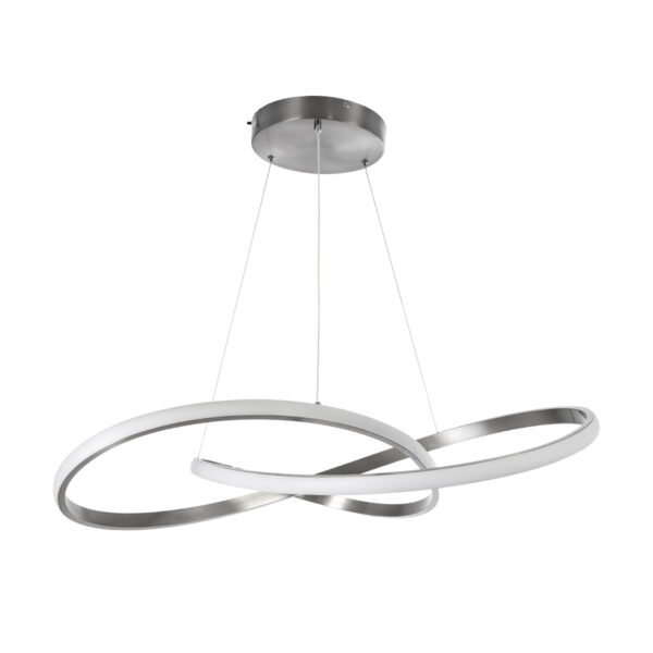 GloboStar® DEXTER 60915 Κρεμαστό Φωτιστικό Οροφής Design LED CCT 90W 10080lm 300° AC 220-240V – Εναλλαγή Φωτισμού μέσω Τηλεχειριστηρίου All In One Ψυχρό 6000k+Φυσικό 4500k+Θερμό 2700k Dimmable Φ73cm – Νίκελ Ασημί Βούρτσας – 3 Years Warranty