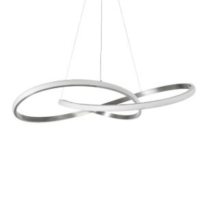 GloboStar® DEXTER 60915 Κρεμαστό Φωτιστικό Οροφής Design LED CCT 90W 10080lm 300° AC 220-240V – Εναλλαγή Φωτισμού μέσω Τηλεχειριστηρίου All In One Ψυχρό 6000k+Φυσικό 4500k+Θερμό 2700k Dimmable Φ73cm – Νίκελ Ασημί Βούρτσας – 3 Years Warranty
