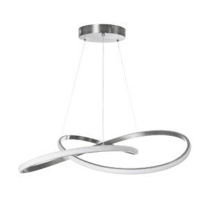 GloboStar® DEXTER 60915 Κρεμαστό Φωτιστικό Οροφής Design LED CCT 90W 10080lm 300° AC 220-240V – Εναλλαγή Φωτισμού μέσω Τηλεχειριστηρίου All In One Ψυχρό 6000k+Φυσικό 4500k+Θερμό 2700k Dimmable Φ73cm – Νίκελ Ασημί Βούρτσας – 3 Years Warranty