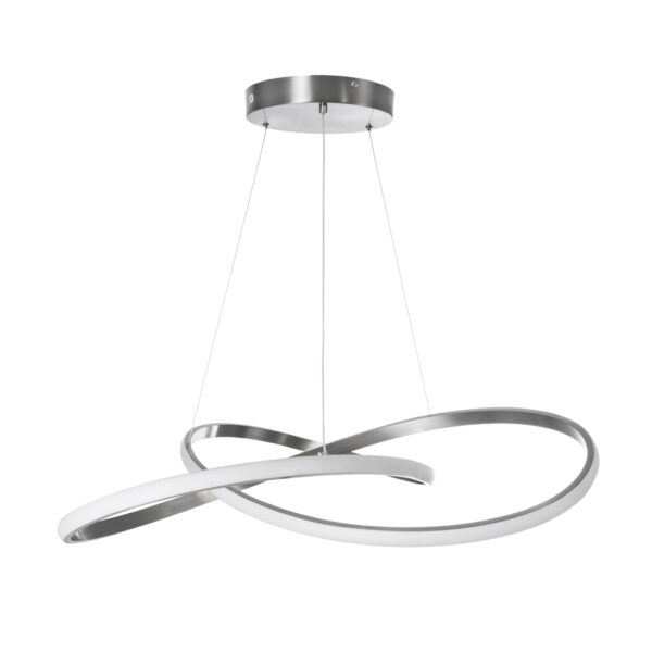 GloboStar® DEXTER 60915 Κρεμαστό Φωτιστικό Οροφής Design LED CCT 90W 10080lm 300° AC 220-240V – Εναλλαγή Φωτισμού μέσω Τηλεχειριστηρίου All In One Ψυχρό 6000k+Φυσικό 4500k+Θερμό 2700k Dimmable Φ73cm – Νίκελ Ασημί Βούρτσας – 3 Years Warranty