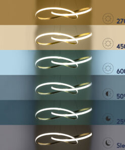 GloboStar® DEXTER 60916 Κρεμαστό Φωτιστικό Οροφής Design LED CCT 90W 10080lm 300° AC 220-240V – Εναλλαγή Φωτισμού μέσω Τηλεχειριστηρίου All In One Ψυχρό 6000k+Φυσικό 4500k+Θερμό 2700k Dimmable Φ73cm – Χρυσό Βούρτσας – 3 Years Warranty