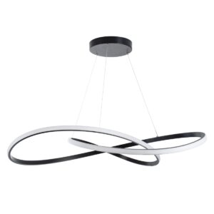 GloboStar® DEXTER 60917 Κρεμαστό Φωτιστικό Οροφής Design LED CCT 120W 13440lm 300° AC 220-240V – Εναλλαγή Φωτισμού μέσω Τηλεχειριστηρίου All In One Ψυχρό 6000k+Φυσικό 4500k+Θερμό 2700k Dimmable Φ103cm – Μαύρο – 3 Years Warranty