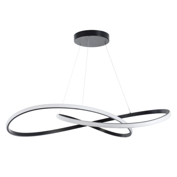 GloboStar® DEXTER 60917 Κρεμαστό Φωτιστικό Οροφής Design LED CCT 120W 13440lm 300° AC 220-240V – Εναλλαγή Φωτισμού μέσω Τηλεχειριστηρίου All In One Ψυχρό 6000k+Φυσικό 4500k+Θερμό 2700k Dimmable Φ103cm – Μαύρο – 3 Years Warranty