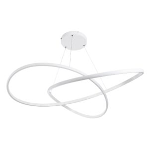 GloboStar® DEXTER 60918 Κρεμαστό Φωτιστικό Οροφής Design LED CCT 120W 13440lm 300° AC 220-240V – Εναλλαγή Φωτισμού μέσω Τηλεχειριστηρίου All In One Ψυχρό 6000k+Φυσικό 4500k+Θερμό 2700k Dimmable Φ103cm – Λευκό – 3 Years Warranty