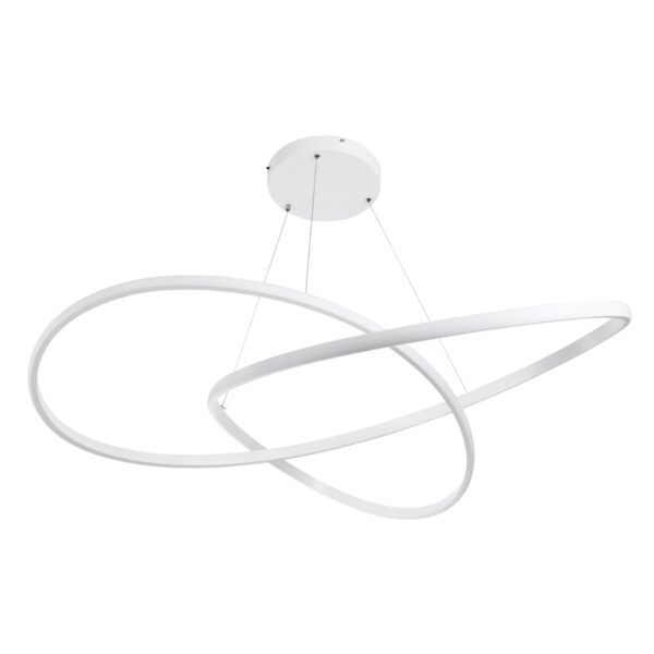 GloboStar® DEXTER 60918 Κρεμαστό Φωτιστικό Οροφής Design LED CCT 120W 13440lm 300° AC 220-240V – Εναλλαγή Φωτισμού μέσω Τηλεχειριστηρίου All In One Ψυχρό 6000k+Φυσικό 4500k+Θερμό 2700k Dimmable Φ103cm – Λευκό – 3 Years Warranty