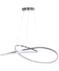 GloboStar® DEXTER 60919 Κρεμαστό Φωτιστικό Οροφής Design LED CCT 120W 13440lm 300° AC 220-240V – Εναλλαγή Φωτισμού μέσω Τηλεχειριστηρίου All In One Ψυχρό 6000k+Φυσικό 4500k+Θερμό 2700k Dimmable Φ103cm – Νίκελ Βούρτσας – 3 Years Warranty