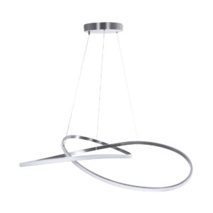 GloboStar® DEXTER 60919 Κρεμαστό Φωτιστικό Οροφής Design LED CCT 120W 13440lm 300° AC 220-240V – Εναλλαγή Φωτισμού μέσω Τηλεχειριστηρίου All In One Ψυχρό 6000k+Φυσικό 4500k+Θερμό 2700k Dimmable Φ103cm – Νίκελ Βούρτσας – 3 Years Warranty