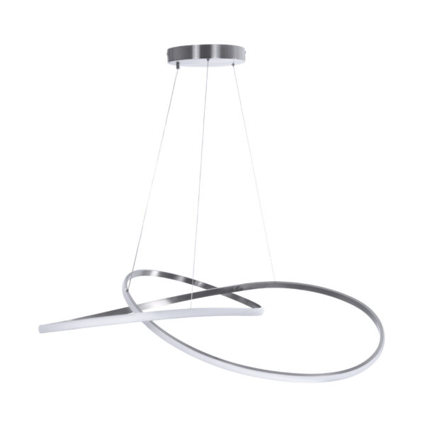 GloboStar® DEXTER 60919 Κρεμαστό Φωτιστικό Οροφής Design LED CCT 120W 13440lm 300° AC 220-240V – Εναλλαγή Φωτισμού μέσω Τηλεχειριστηρίου All In One Ψυχρό 6000k+Φυσικό 4500k+Θερμό 2700k Dimmable Φ103cm – Νίκελ Βούρτσας – 3 Years Warranty