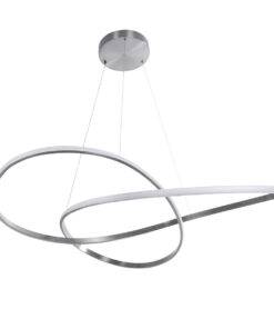 GloboStar® DEXTER 60919 Κρεμαστό Φωτιστικό Οροφής Design LED CCT 120W 13440lm 300° AC 220-240V – Εναλλαγή Φωτισμού μέσω Τηλεχειριστηρίου All In One Ψυχρό 6000k+Φυσικό 4500k+Θερμό 2700k Dimmable Φ103cm – Νίκελ Βούρτσας – 3 Years Warranty