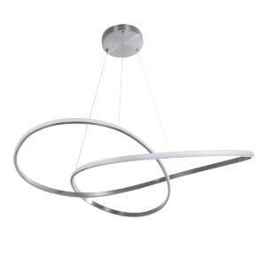 GloboStar® DEXTER 60919 Κρεμαστό Φωτιστικό Οροφής Design LED CCT 120W 13440lm 300° AC 220-240V – Εναλλαγή Φωτισμού μέσω Τηλεχειριστηρίου All In One Ψυχρό 6000k+Φυσικό 4500k+Θερμό 2700k Dimmable Φ103cm – Νίκελ Βούρτσας – 3 Years Warranty