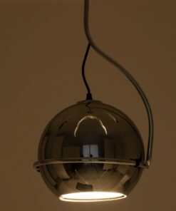 GloboStar® GLASSO 60928 Μοντέρνο Κρεμαστό Φωτιστικό Οροφής Μονόφωτο 1 x E27 Φιμέ Καθρεπτιζέ Νίκελ Γυάλινη Μπάλα με Μεταλλικό Επιχρωμιωμένο Σώμα Φ27 x Υ52cm