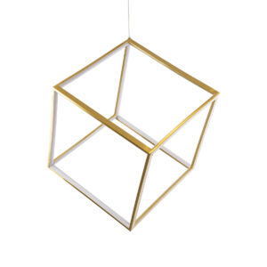 GloboStar® KIBOO 60930 Κρεμαστό Φωτιστικό Οροφής Design LED CCT 36W 4150lm 360° AC 220-240V – Εναλλαγή Φωτισμού μέσω Τηλεχειριστηρίου All In One Ψυχρό 6000k+Φυσικό 4500k+Θερμό 2700k Dimmable Μ40 x Π40 x Υ40cm – Χρυσό Πλατίνα – 3 Years Warranty