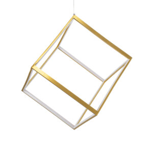 GloboStar® KIBOO 60930 Κρεμαστό Φωτιστικό Οροφής Design LED CCT 36W 4150lm 360° AC 220-240V – Εναλλαγή Φωτισμού μέσω Τηλεχειριστηρίου All In One Ψυχρό 6000k+Φυσικό 4500k+Θερμό 2700k Dimmable Μ40 x Π40 x Υ40cm – Χρυσό Πλατίνα – 3 Years Warranty