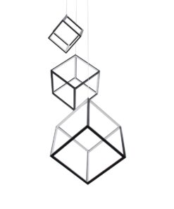 GloboStar® KIBOO-TRIO 60931 Κρεμαστό Φωτιστικό Οροφής Design LED CCT 90W 10350lm 360° AC 220-240V – Εναλλαγή Φωτισμού μέσω Τηλεχειριστηρίου All In One Ψυχρό 6000k+Φυσικό 4500k+Θερμό 2700k Dimmable Μ60 x Π60 x Υ80cm – Μαύρο – 3 Years Warranty