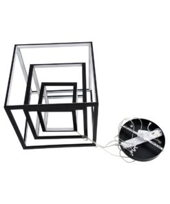 GloboStar® KIBOO-TRIO 60931 Κρεμαστό Φωτιστικό Οροφής Design LED CCT 90W 10350lm 360° AC 220-240V – Εναλλαγή Φωτισμού μέσω Τηλεχειριστηρίου All In One Ψυχρό 6000k+Φυσικό 4500k+Θερμό 2700k Dimmable Μ60 x Π60 x Υ80cm – Μαύρο – 3 Years Warranty