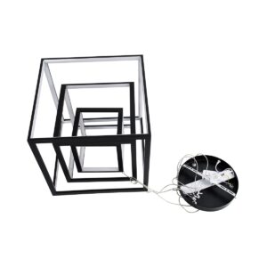 GloboStar® KIBOO-TRIO 60931 Κρεμαστό Φωτιστικό Οροφής Design LED CCT 90W 10350lm 360° AC 220-240V – Εναλλαγή Φωτισμού μέσω Τηλεχειριστηρίου All In One Ψυχρό 6000k+Φυσικό 4500k+Θερμό 2700k Dimmable Μ60 x Π60 x Υ80cm – Μαύρο – 3 Years Warranty