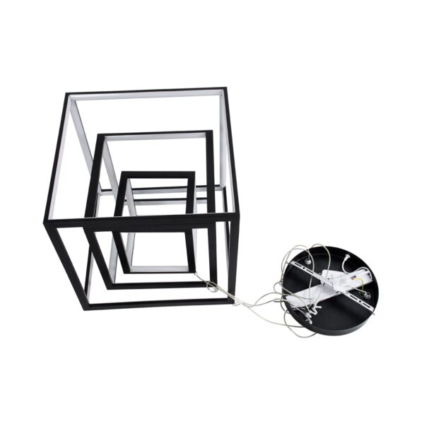 GloboStar® KIBOO-TRIO 60931 Κρεμαστό Φωτιστικό Οροφής Design LED CCT 90W 10350lm 360° AC 220-240V – Εναλλαγή Φωτισμού μέσω Τηλεχειριστηρίου All In One Ψυχρό 6000k+Φυσικό 4500k+Θερμό 2700k Dimmable Μ60 x Π60 x Υ80cm – Μαύρο – 3 Years Warranty