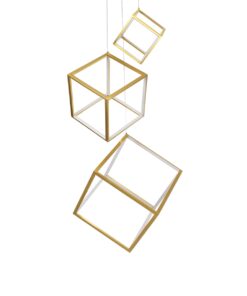 GloboStar® KIBOO-TRIO 60932 Κρεμαστό Φωτιστικό Οροφής Design LED CCT 90W 10350lm 360° AC 220-240V – Εναλλαγή Φωτισμού μέσω Τηλεχειριστηρίου All In One Ψυχρό 6000k+Φυσικό 4500k+Θερμό 2700k Dimmable Μ60 x Π60 x Υ80cm – Χρυσό Πλατίνα – 3 Years Warranty