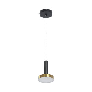 GLOBOSTAR® ZANE 60933 Κρεμαστό Φωτιστικό Design LED CCT 18W 2016lm 120° AC 220-240V IP20 – Εναλλαγή Φωτισμού μέσω Τηλεχειριστηρίου All In One Ψυχρό 6000k+Φυσικό 4500k+Θερμό 2700k Dimmable – Φ15 x Υ18cm – Μαύρο & Χρυσό – 3 Χρόνια Εγγύηση