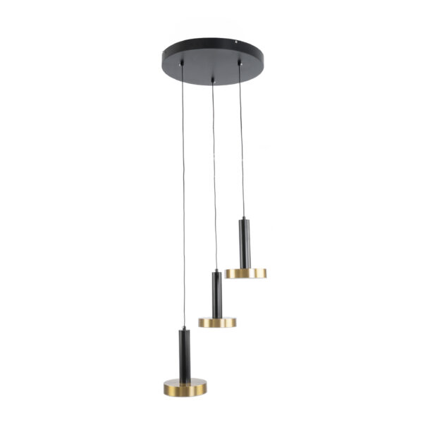 GLOBOSTAR® ZANE 60934 Κρεμαστό Φωτιστικό Design LED CCT 54W 6048lm 120° AC 220-240V IP20 – Εναλλαγή Φωτισμού μέσω Τηλεχειριστηρίου All In One Ψυχρό 6000k+Φυσικό 4500k+Θερμό 2700k Dimmable – Φ60 x Υ18cm – Μαύρο & Χρυσό – 3 Χρόνια Εγγύηση