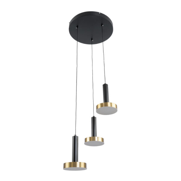GLOBOSTAR® ZANE 60934 Κρεμαστό Φωτιστικό Design LED CCT 54W 6048lm 120° AC 220-240V IP20 – Εναλλαγή Φωτισμού μέσω Τηλεχειριστηρίου All In One Ψυχρό 6000k+Φυσικό 4500k+Θερμό 2700k Dimmable – Φ60 x Υ18cm – Μαύρο & Χρυσό – 3 Χρόνια Εγγύηση