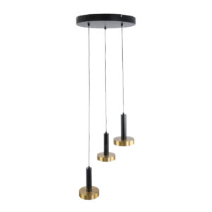 GLOBOSTAR® ZANE 60934 Κρεμαστό Φωτιστικό Design LED CCT 54W 6048lm 120° AC 220-240V IP20 – Εναλλαγή Φωτισμού μέσω Τηλεχειριστηρίου All In One Ψυχρό 6000k+Φυσικό 4500k+Θερμό 2700k Dimmable – Φ60 x Υ18cm – Μαύρο & Χρυσό – 3 Χρόνια Εγγύηση