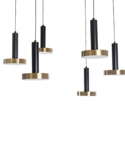 GLOBOSTAR® ZANE 60935 Κρεμαστό Φωτιστικό Design LED CCT 100W 11200lm 120° AC 220-240V IP20 – Εναλλαγή Φωτισμού μέσω Τηλεχειριστηρίου All In One Ψυχρό 6000k+Φυσικό 4500k+Θερμό 2700k Dimmable – Φ100 x Υ18cm – Μαύρο & Χρυσό – 3 Χρόνια Εγγύηση