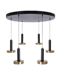 GLOBOSTAR® ZANE 60935 Κρεμαστό Φωτιστικό Design LED CCT 100W 11200lm 120° AC 220-240V IP20 – Εναλλαγή Φωτισμού μέσω Τηλεχειριστηρίου All In One Ψυχρό 6000k+Φυσικό 4500k+Θερμό 2700k Dimmable – Φ100 x Υ18cm – Μαύρο & Χρυσό – 3 Χρόνια Εγγύηση