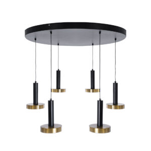 GLOBOSTAR® ZANE 60935 Κρεμαστό Φωτιστικό Design LED CCT 100W 11200lm 120° AC 220-240V IP20 – Εναλλαγή Φωτισμού μέσω Τηλεχειριστηρίου All In One Ψυχρό 6000k+Φυσικό 4500k+Θερμό 2700k Dimmable – Φ100 x Υ18cm – Μαύρο & Χρυσό – 3 Χρόνια Εγγύηση