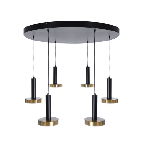 GLOBOSTAR® ZANE 60935 Κρεμαστό Φωτιστικό Design LED CCT 100W 11200lm 120° AC 220-240V IP20 – Εναλλαγή Φωτισμού μέσω Τηλεχειριστηρίου All In One Ψυχρό 6000k+Φυσικό 4500k+Θερμό 2700k Dimmable – Φ100 x Υ18cm – Μαύρο & Χρυσό – 3 Χρόνια Εγγύηση