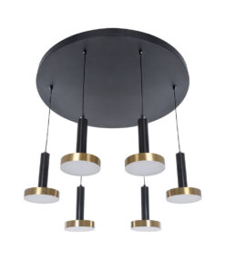 GLOBOSTAR® ZANE 60935 Κρεμαστό Φωτιστικό Design LED CCT 100W 11200lm 120° AC 220-240V IP20 – Εναλλαγή Φωτισμού μέσω Τηλεχειριστηρίου All In One Ψυχρό 6000k+Φυσικό 4500k+Θερμό 2700k Dimmable – Φ100 x Υ18cm – Μαύρο & Χρυσό – 3 Χρόνια Εγγύηση