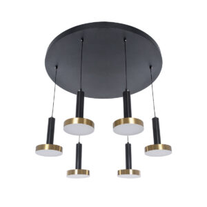 GLOBOSTAR® ZANE 60935 Κρεμαστό Φωτιστικό Design LED CCT 100W 11200lm 120° AC 220-240V IP20 – Εναλλαγή Φωτισμού μέσω Τηλεχειριστηρίου All In One Ψυχρό 6000k+Φυσικό 4500k+Θερμό 2700k Dimmable – Φ100 x Υ18cm – Μαύρο & Χρυσό – 3 Χρόνια Εγγύηση