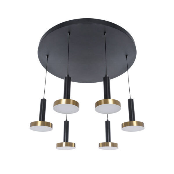 GLOBOSTAR® ZANE 60935 Κρεμαστό Φωτιστικό Design LED CCT 100W 11200lm 120° AC 220-240V IP20 – Εναλλαγή Φωτισμού μέσω Τηλεχειριστηρίου All In One Ψυχρό 6000k+Φυσικό 4500k+Θερμό 2700k Dimmable – Φ100 x Υ18cm – Μαύρο & Χρυσό – 3 Χρόνια Εγγύηση